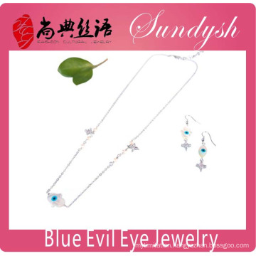 Evil Eye Hamsa Necklace Earrings Set Fashion Hand Necklace Hamsa Jewelry